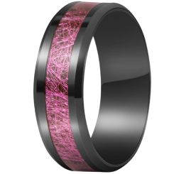 **COI Black Titanium Purple Red Beveled Edges Ring-7874AA