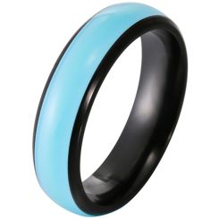 **COI Black Titanium Blue Luminous Dome Court Ring-7877AA
