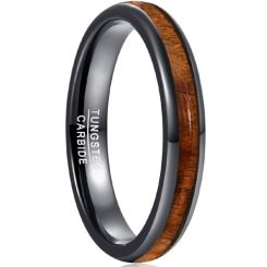 **COI Black Tungsten Carbide Dome Court Ring With Wood-7901AA