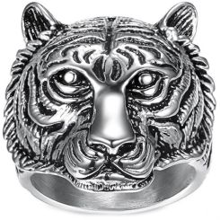 **COI Titanium Silver/Gold Tone Tiger Ring-7923AA