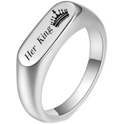 **COI Titanium Gold Tone/Silver King Queen Crown Ring-7927AA