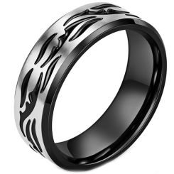 **COI Titanium Black/Gold Tone Silver Ring-7934AA