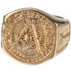 **COI Gold Tone Titanium Masonic Freemason Ring-7942
