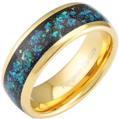 **COI Gold Tone Tungsten Carbide Crushed Opal Dome Court Ring-7947