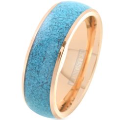 **COI Gold Tone Tungsten Carbide Turquoise Dome Court Ring-7950