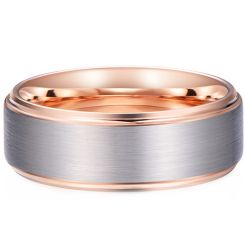 **COI Tungsten Carbide Rose Silver Step Edges Ring-7962