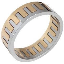 **COI Titanium Gold Tone Silver Puzzle Ring-7986