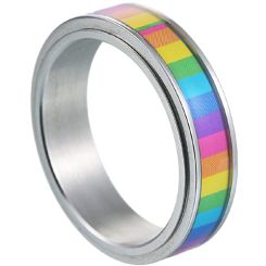 **COI Titanium Rainbow Color Step Edges Ring-7989