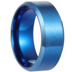 **COI Blue Titanium Beveled Edges Ring-7998