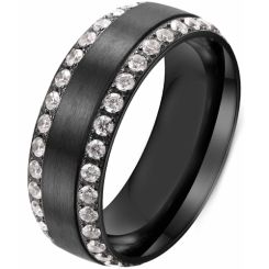 **COI Black Titanium Ring With Cubic Zirconia-8020