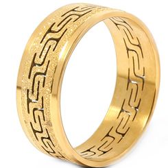 **COI Titanium Gold Tone/Silver Sandblasted Ring-8030