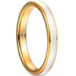 **COI Gold Tone Tungsten Carbide Black/White Enamel Dome Court Ring-8088