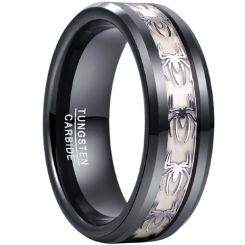 **COI Black Tungsten Carbide Spider Beveled Edges Ring-8090