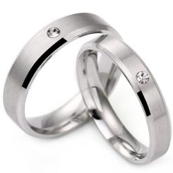 **COI Titanium Beveled Edges Ring With Cubic Zirconia-8152