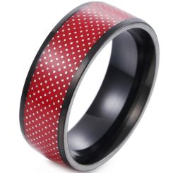 **COI Titanium Black Red Dome Court Ring-8154