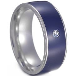 **COI Titanium Blue Ceramic NFC Smart Ring With Cubic Zirconia-8176