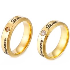 **COI Gold Tone Titanium Forever Love Ring With Cubic Zirconia-8182