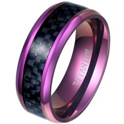 **COI Purple Titanium Beveled Edges Ring With Carbon Fiber-8186