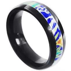 **COI Black Titanium Dome Court Ring With Resin-8198