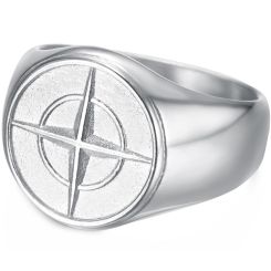 **COI Titanium Gold Tone/Silver Compass & Anchor Ring-8229