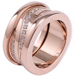 **COI Titanium Rose/Silver Ring With Cubic Zirconia-8273