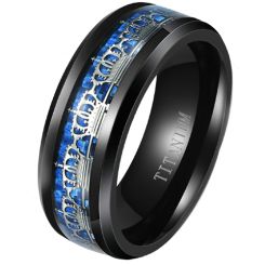 **COI Black Titanium King Crown Beveled Edges Ring With Carbon Fiber-8281