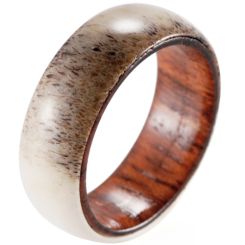 **COI Jewelry Deer Antler & Wood Dome Court Ring-8288