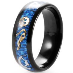 **COI Black Tungsten Carbide Gears Ring With Carbon Fiber-8289