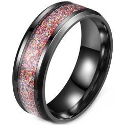 **COI Black Titanium Rainbow Pride Meteorite Beveled Edges Ring-8327