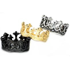 **COI Titanium Black/Gold Tone/Silver Crown Ring-8351