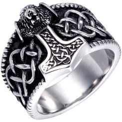 **COI Titanium Black Silver Hip Hop Ring-8373