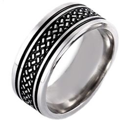 **COI Titanium Black Silver Tire Tread Ring-8397