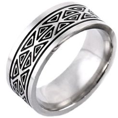 **COI Titanium Black Silver Celtic Ring-8398