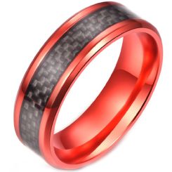 **COI Orange Titanium Beveled Edges Ring With Carbon Fiber-8405