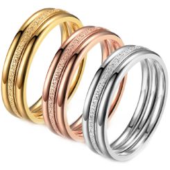 **COI Titanium Rose/Gold Tone/Silver Sandblasted Ring-8409(A Set with three rings)
