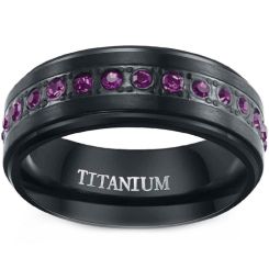 **COI Black Titanium Ring With Purple Cubic Zirconia-8450