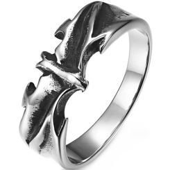 **COI Titanium Black Silver/Black Bat Man Ring-8452