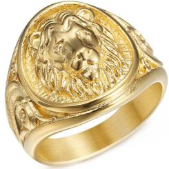**COI Gold Tone Titanium Lion Ring-8459