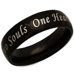 COI Black Tungsten Carbide One Hearts Two Souls Ring-TG846