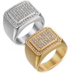 **COI Titanium Gold Tone/Silver Ring With Cubic Zirconia-8474