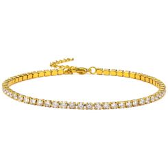COI Gold Tone Titanium Cubic Zirconia Tennis Bracelet With Steel Clasp(Length: 8.66 inches)-8494