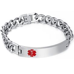COI Titanium Medical Alert Bracelet With Steel Clasp(Length: 8.27 inches)-8504