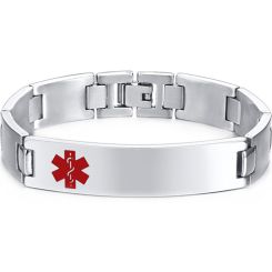COI Titanium Medical Alert Bracelet With Steel Clasp(Length: 8.26 inches)-8507