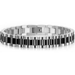 COI Titanium Black Silver Bracelet With Steel Clasp(Length: 8.26 inches)-8528