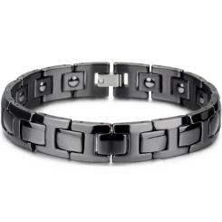 COI Black Titanium Bracelet With Steel Clasp(Length: 8.46 inches)-8533
