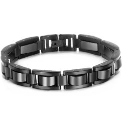 COI Titanium Black/Gold Tone Bracelet With Steel Clasp(Length: 8.66 inches)-8534