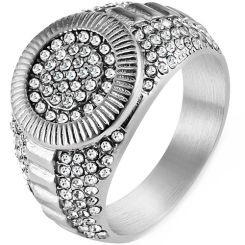 **COI Titanium Gold Tone/Silver Ring With Cubic Zirconia-8541