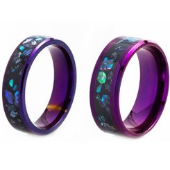 **COI Purple Titanium Abalone Shell Beveled Edges Ring-8546
