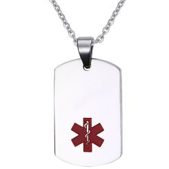 COI Titanium Black/Gold Tone/Silver Medical Alert Dog Tag Pendant-8593