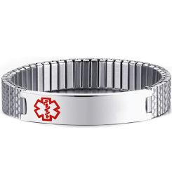 COI Titanium Medical Alert Bracelet With Steel Clasp(Length: 7.67 inches)-8594